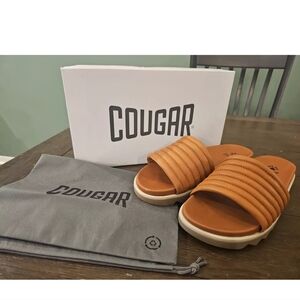 Cougar Naomi Cognac Women's  Leather Slides Sandals Size 10 NEW W/BOX & Dust bag